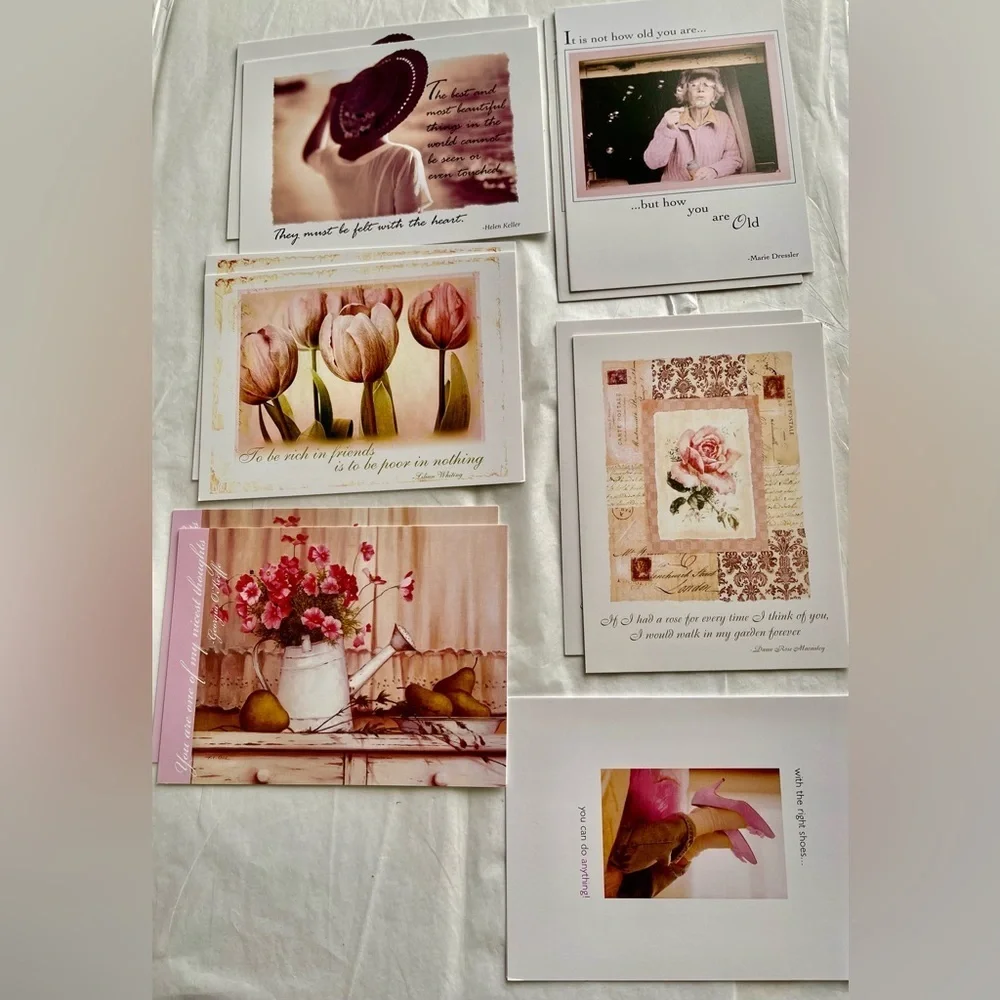 New! 16 Cards + Envelopes Variety Indians Flowers 11 Blank 5 with Messages